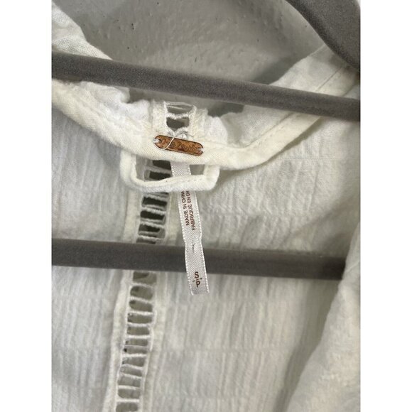 Free People White Midi Length Vest Hooded Pockets Draped Raw Hem - Picture 4 of 11